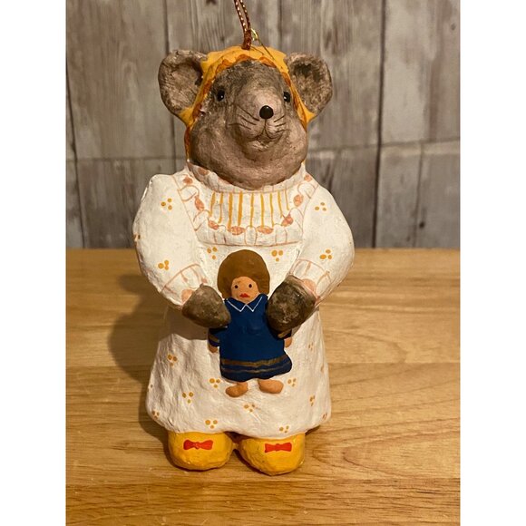 Vintage Handcrafted Paper Mache Mouse Figurine With Doll Ornament Philippines - Picture 2 of 8
